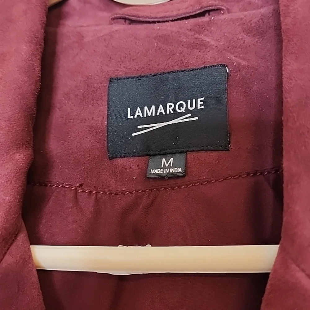 NEW LaMarque Laetica Burgundy Leather Suede Moto Biker Jacket Luxury Celeb Style - Picture 3 of 14